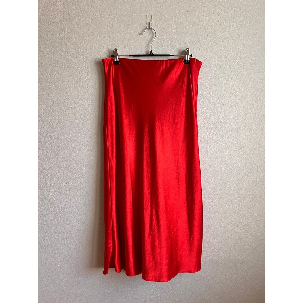 Madewell The Layton Mid Slip Skirt in Satin Wild Poppy (Red) Size US 8